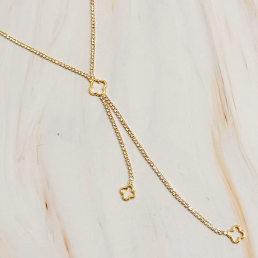 Glam Clover Y-Drop Necklace